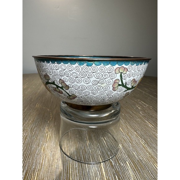 5” Cloisonné Bowl With Cherry Blossoms & Branches Design - Chinese - Picture 3 of 8